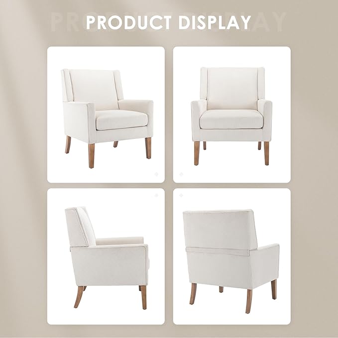 COLAMY Modern Wingback Living Room Chair, Upholstered Fabric Accent Armchair - Image 9