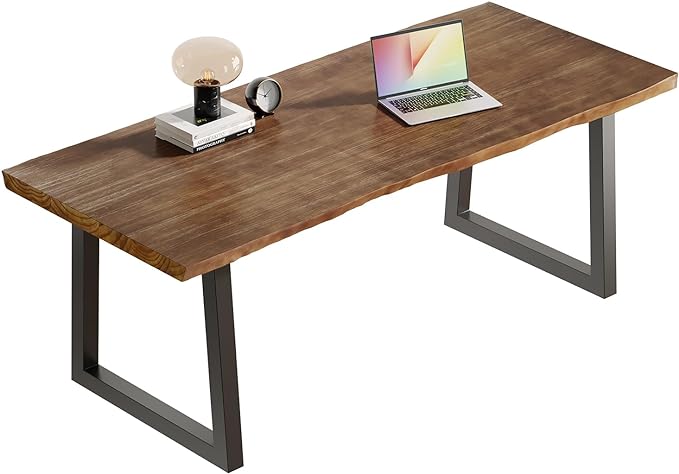 Solid Wood Computer Desk, Rustic Style 55-inch Large Office Desk- Modern Gaming by Sihtengxxhongs