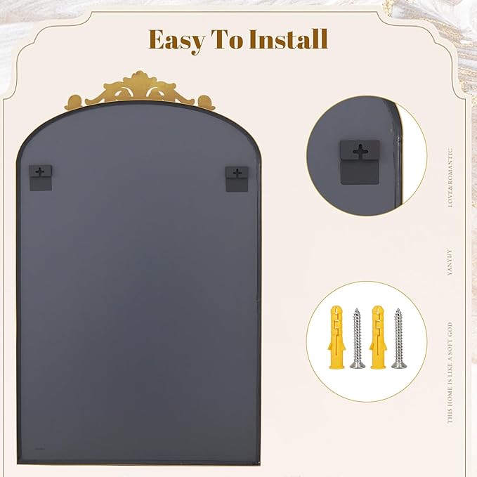 24x36 inch Vintage Arched Bathroom Mirror - Image 7
