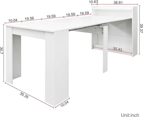 118" Extendable Dining Table for 6-10 Person, Wooden Folding Narrow Dining Room - Image 2