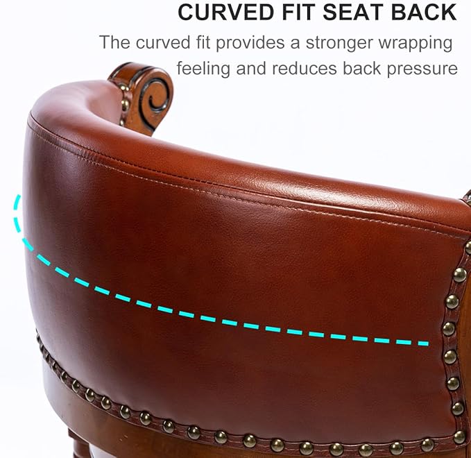 Cow top Leather Wooden Bar Stools, 180 Degrees Swivel Barstools Chair - Image 6