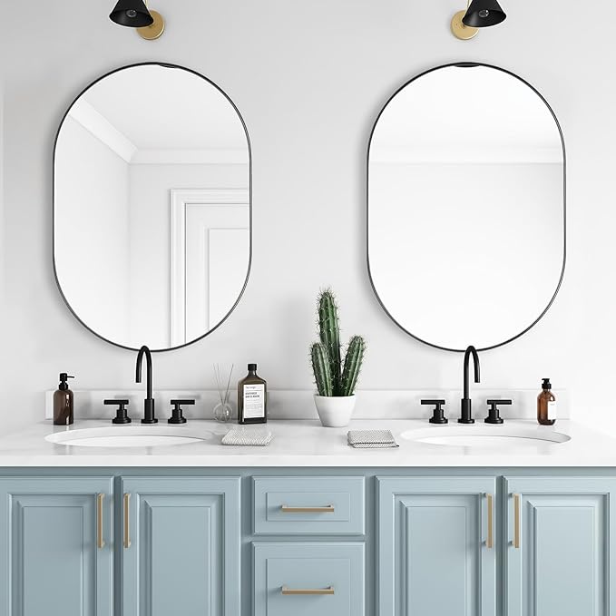ANDY STAR Black Oval Mirror, 24x36 Oval Black Mirror in Stainless Steel Metal - Image 8