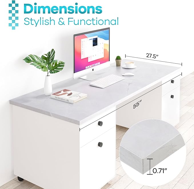 Kaboon Universal Tabletop 55"x27.5", Solid One-Piece Melamine Table Top - Image 4