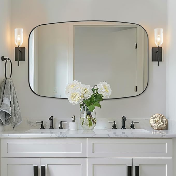 ANDY STAR 30x40” Black Bathroom Mirror, Oblong Vanity Mirror by ANDYSTAR