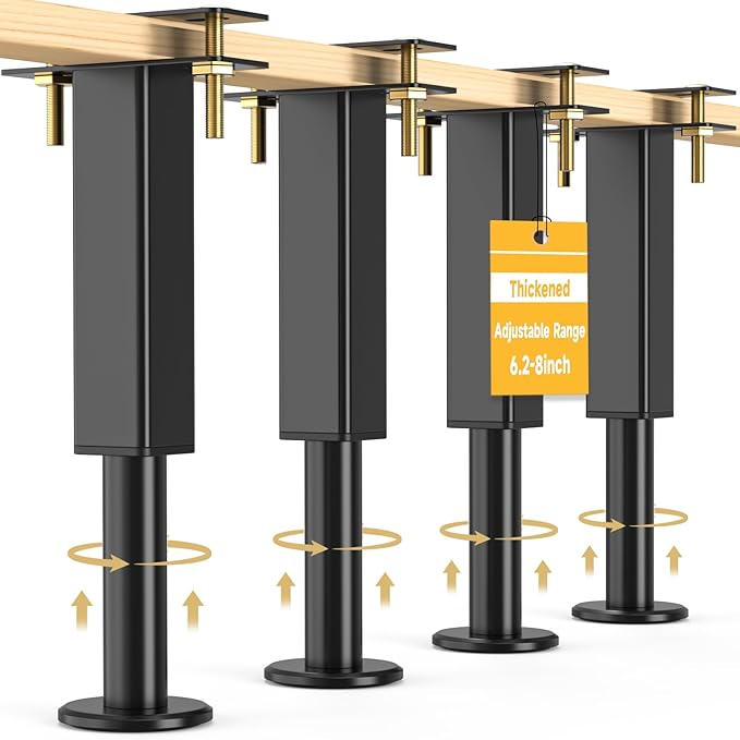 4PCS Adjustable Height Bed Support Legs, 6.2-8 Inch, Metal Heavy Furniture Legs by NESAPTO