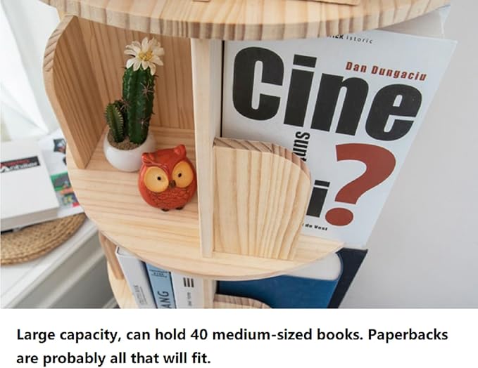 Heehee Wooden Rotating Bookshelf 360 Display Floor Standing Bookcase Storage - Image 5