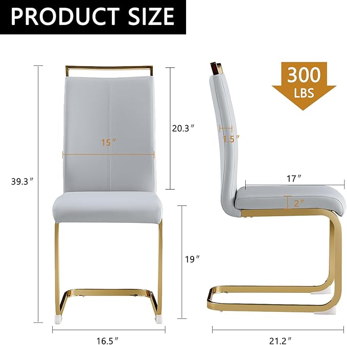 Modern Dining Chairs Set of 4, High Back Kitchen Chairs, Faux Leather Side Chair - Image 2