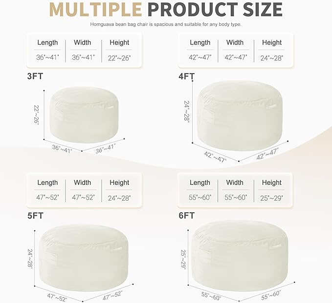 Homguava 4 FT Bean Bag Chair: 4' Bean Bags - Image 2