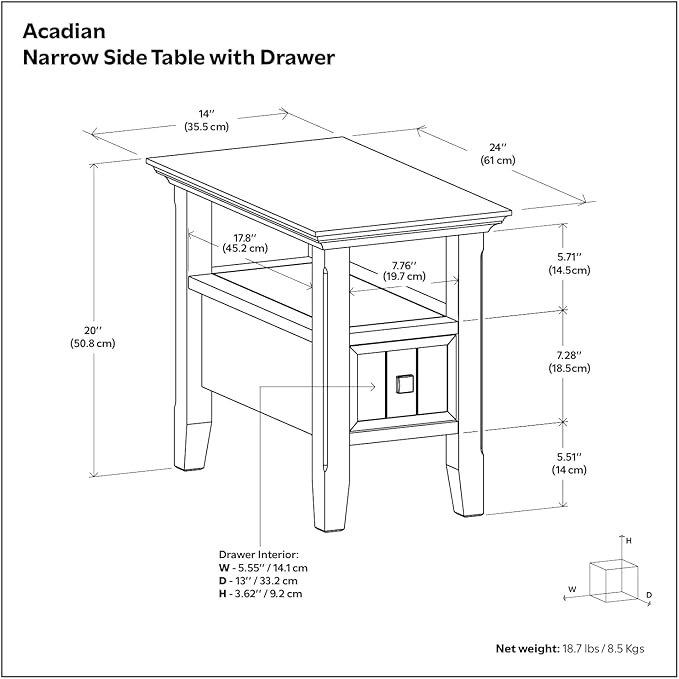 SIMPLIHOME Acadian 14-inch Wide Narrow End Table - Image 3