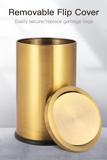 2.6 Gallon Gold Bathroom Trash can - Image 2