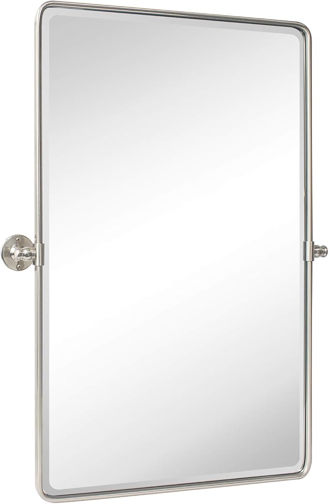TEHOME 20x30'' Brushed Nickel Pivot Mirror Rectangle Bathroom Vanity Mirror - Image 2