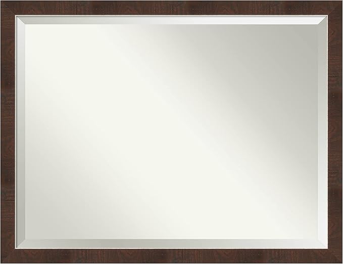Amanti Art Brown Wall Mirror 33x43 Wildwood Brown Narrow Rectangle Bathroom by AmantiArt