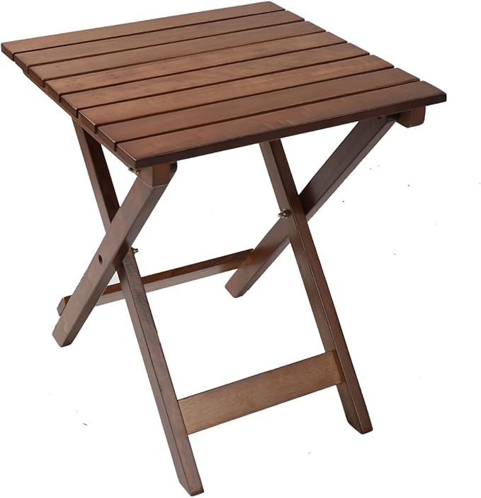 Outdoor Patio Side Table Small Wood End Square Table Folding Coffee Furniture - Image 4