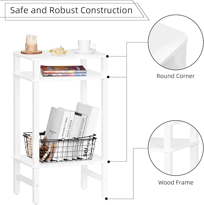 28in Tall Side Table 3-Tier Small Narrow End Table - Image 5