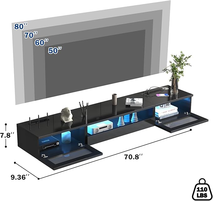 Floating TV Stand, Floating Wall Mounted TV Shelf - Image 6
