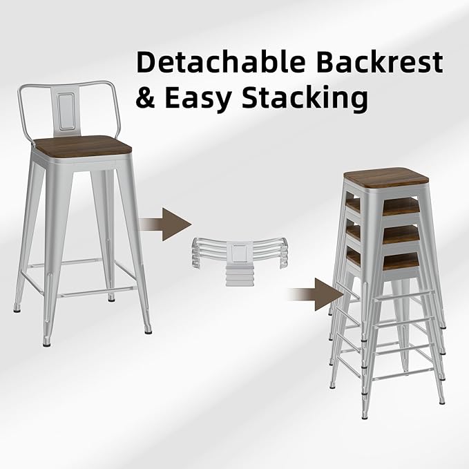24 Inch Swivel Bar Stools Set of 4, Counter Height Bar Stools - Image 6