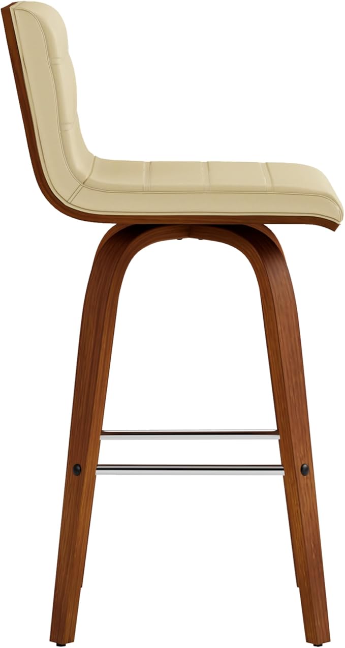 Armen Living Vienna 26" Swivel Counter Stool in Walnut Wood Finish - Image 5