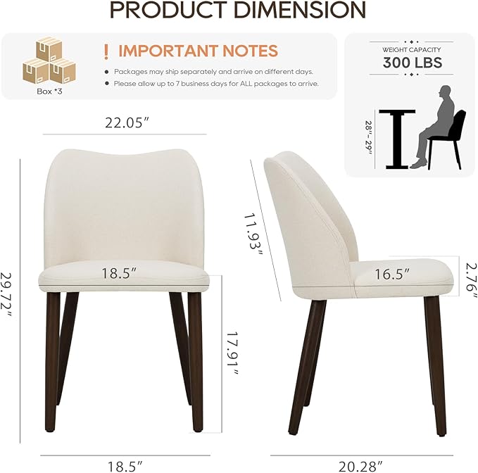 COLAMY Upholstered Dining Chairs Set of 6, Modern Fabric Dining Room Kitchen - Image 6