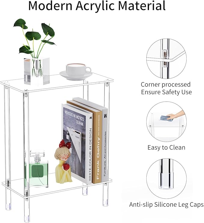 Clear Acrylic Narrow Side Table - Image 4