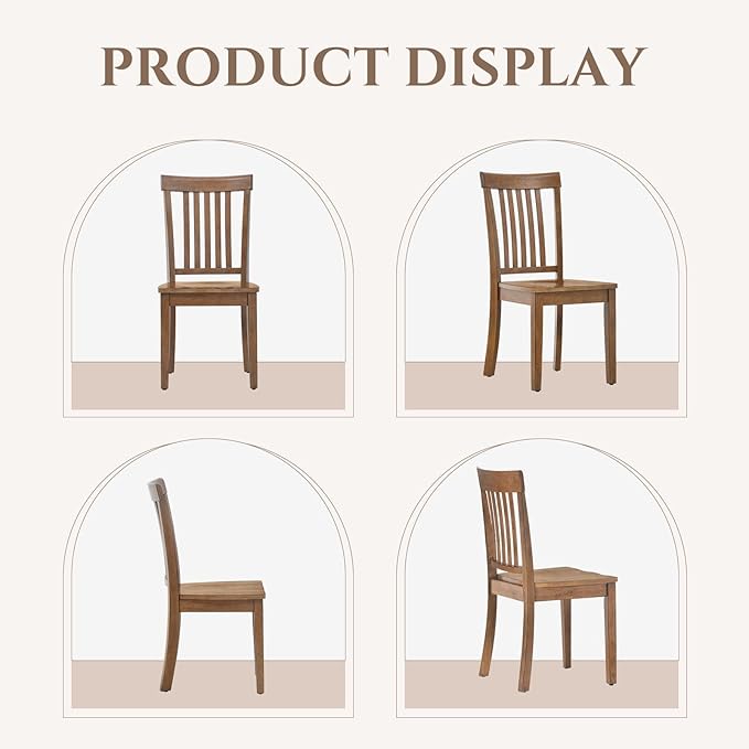 COLAMY Farmhouse Dining Chairs Set of 2, Light Brown Wooden Dining Room Chairs - Image 9