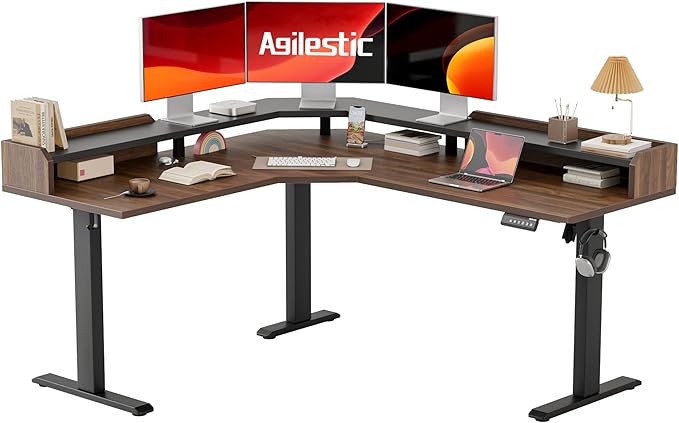 Agilestic L Shaped Standing Desk, Adjustable Height Corner Gaming Desk by Agilestic