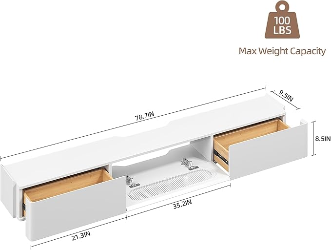 Floaticase Floating TV Stand, 78IN Fully Assembled Hign Gloss Wall Mounted TV - Image 2