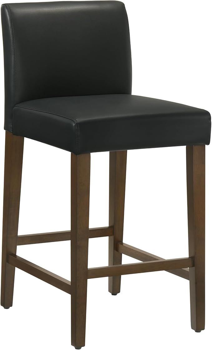 CHITA Counter Height Bar Stools Set of 3, PU Leather in Black - Image 4