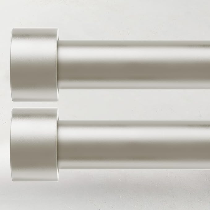 2 Pack Curtain Rods for Windows 48 to 84 Inch, 1 Inch Brushed Nickel Adjustable by TimeForest