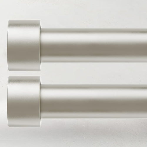 2 Pack Curtain Rods for Windows 48 to 84 Inch, 1 Inch Brushed Nickel Adjustable by TimeForest