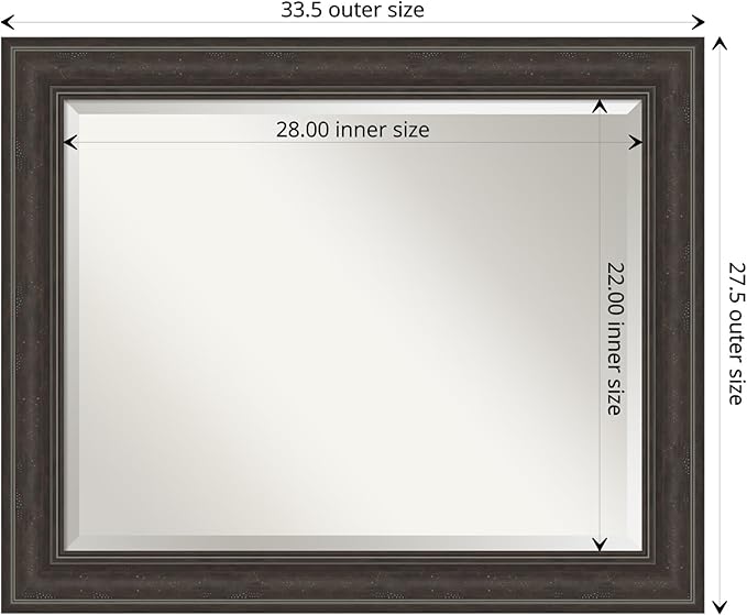 Amanti Art Brown Wall Mirror 28x34 Shipwreck Greywash Rectangle Bathroom Mirror - Image 4