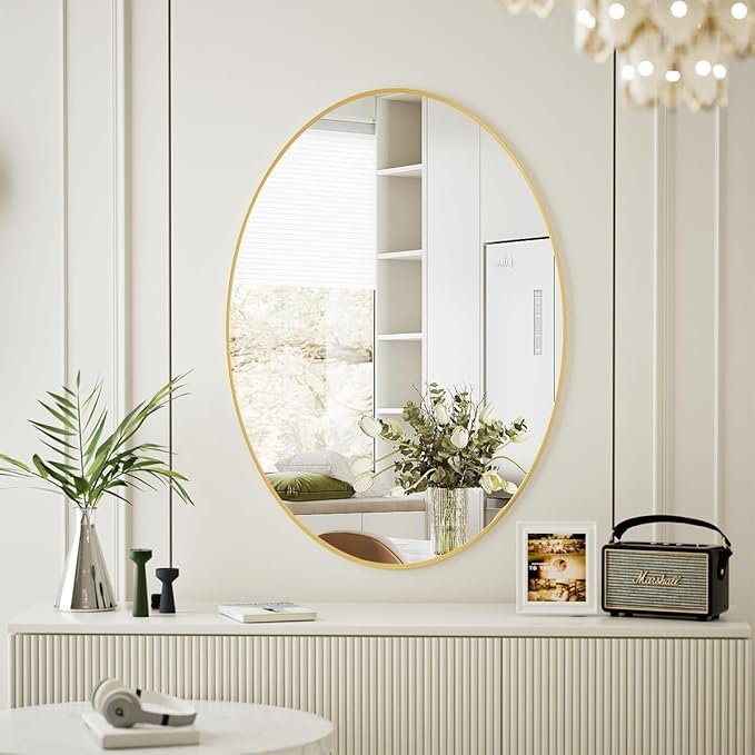 Koonmi Gold Oval Bathroom Mirror, Oval Mirror - Image 6