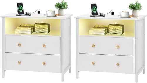 27 Inch Wide Night Stand, Large Wood Night Stand Set 2 by Tykacna