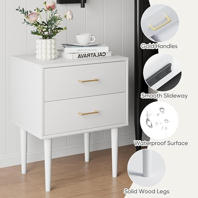 Smart FENDE 26 inch Tall White Nightstand - Image 3