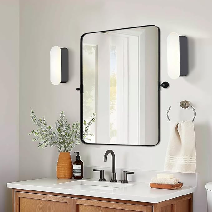 MOON MIRROR Matte Black Pivot Mirror - Image 6