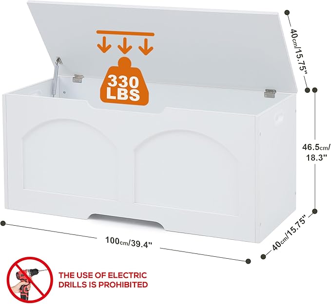 39.4" Storage Chest, Wooden Storage Bench, Storage Trunk, Chest - Image 3
