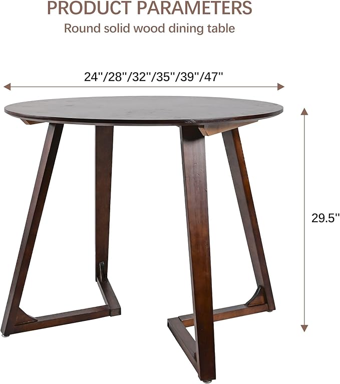 Round Rubber Solid Wood Dining Table - Image 6