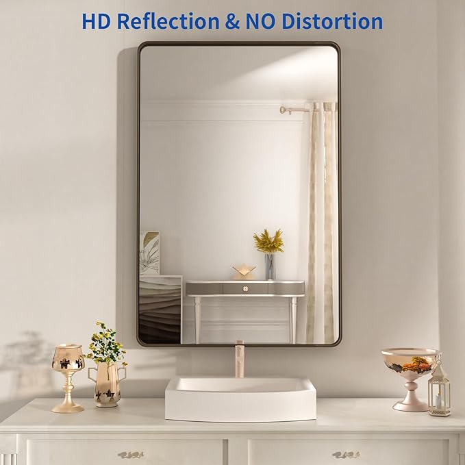 WEER 28x36 Inch Bronze Bathroom Mirror - Image 2