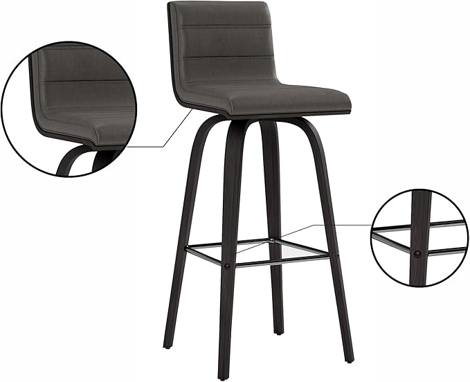 Armen Living size color options Vienna 30" Bar Height Barstool Brushed Wood - Image 11