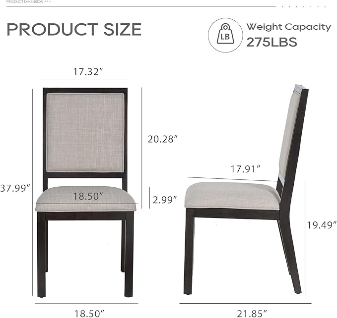 COLAMY Upholstered Wooden Dining Chairs Set of 6, Kitchen Chairs - Image 2
