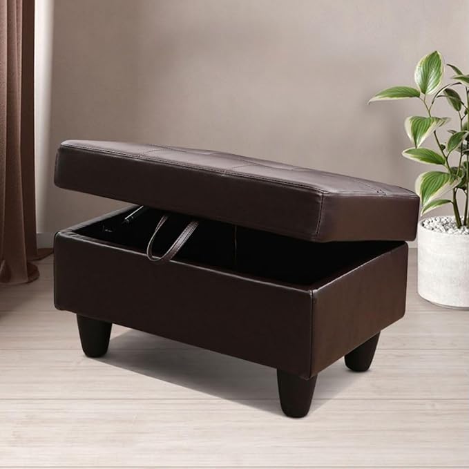 Brown L-Shaped 3-Piece Faux Leather Sofa - Image 5
