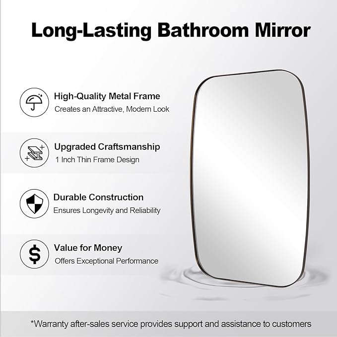 ANDY STAR Bronze Bathroom Mirror, 24x32 Oblong Vanity Mirror - Image 6