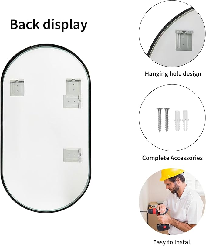 LAIYA 40x24inch Oval Wall Bathroom Mirror - Image 6