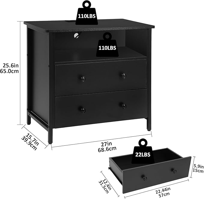 27 Inch Wide Night Stand, Large Wood Night Stand - Image 3