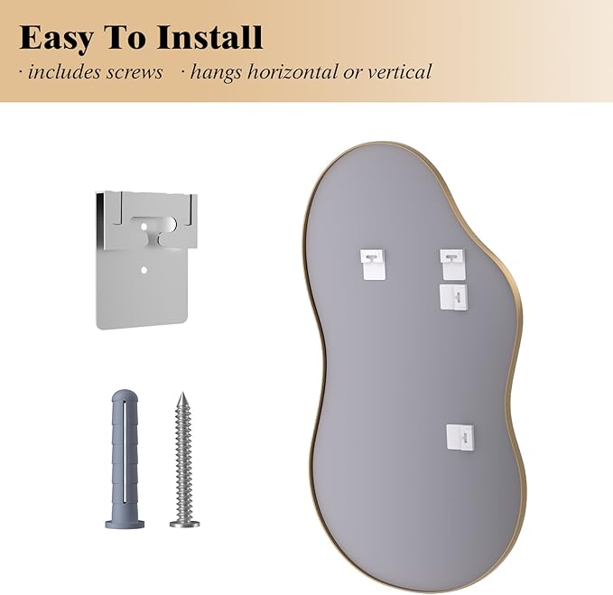 WEER Irregular Wall Mirror, 20x36 inch Gold Asymmetrical Mirror Wall Mounted - Image 6