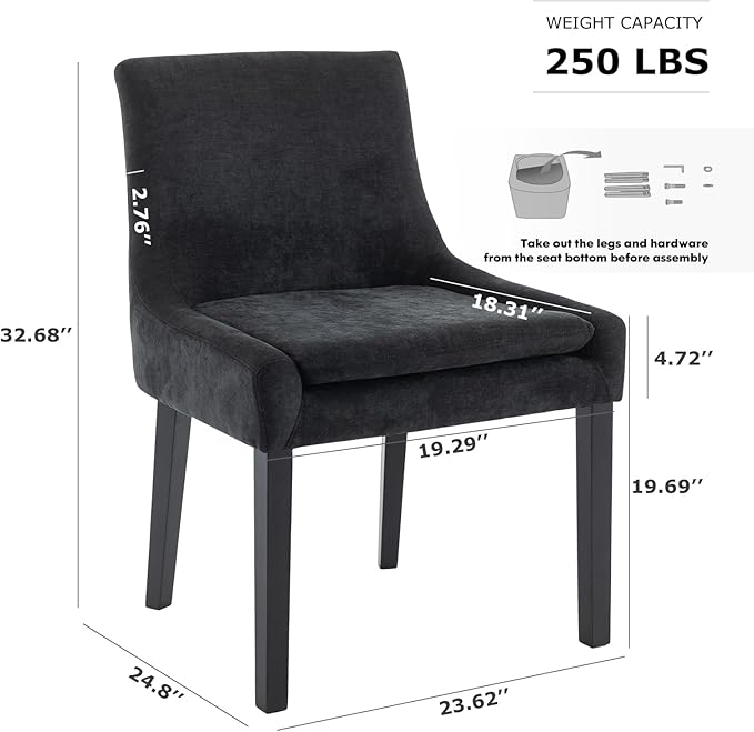 COLAMY Modern Dining Chairs Set of 6, Upholstered Corduroy Accent Side Leisure - Image 3