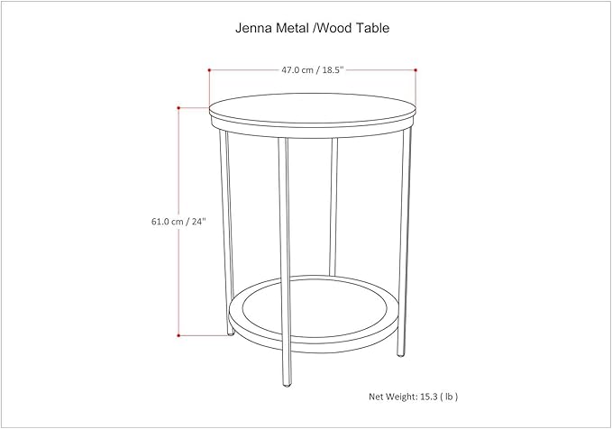 SIMPLIHOME Jenna Industrial 18 inch Wide Metal Round Accent Side Table in - Image 16