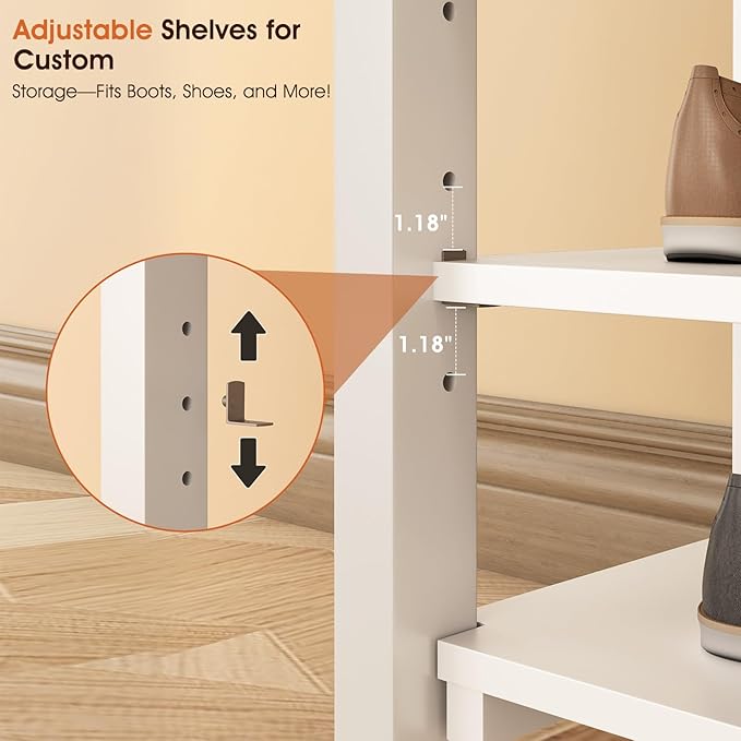 Shoe Rack Bench Seat Rubberwood 3-Tier Wooden Storage Bench 550lbs Compact - Image 4