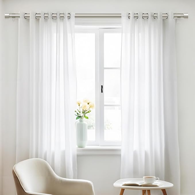 2 Pack Curtain Rods for Windows 28 to 48 Inch, 1 Inch Brushed Nickel Curtain - Image 2