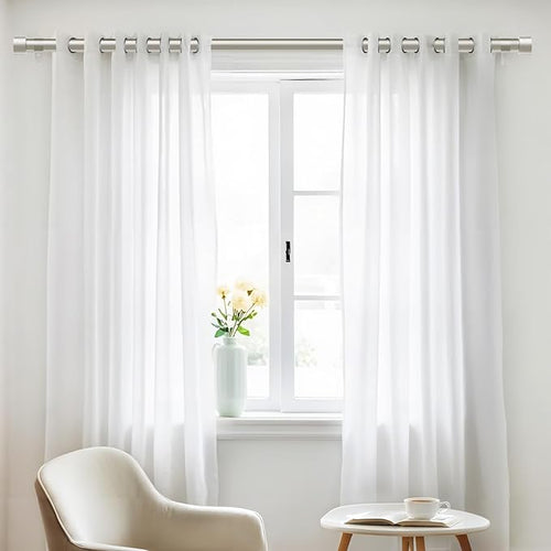 2 Pack Curtain Rods for Windows 48 to 84 Inch, 1 Inch Brushed Nickel Adjustable - Image 2