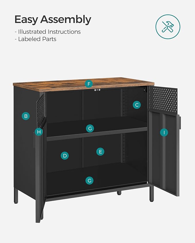 SONGMICS Storage Cabinet, Metal Cabinet, Sideboard - Image 9